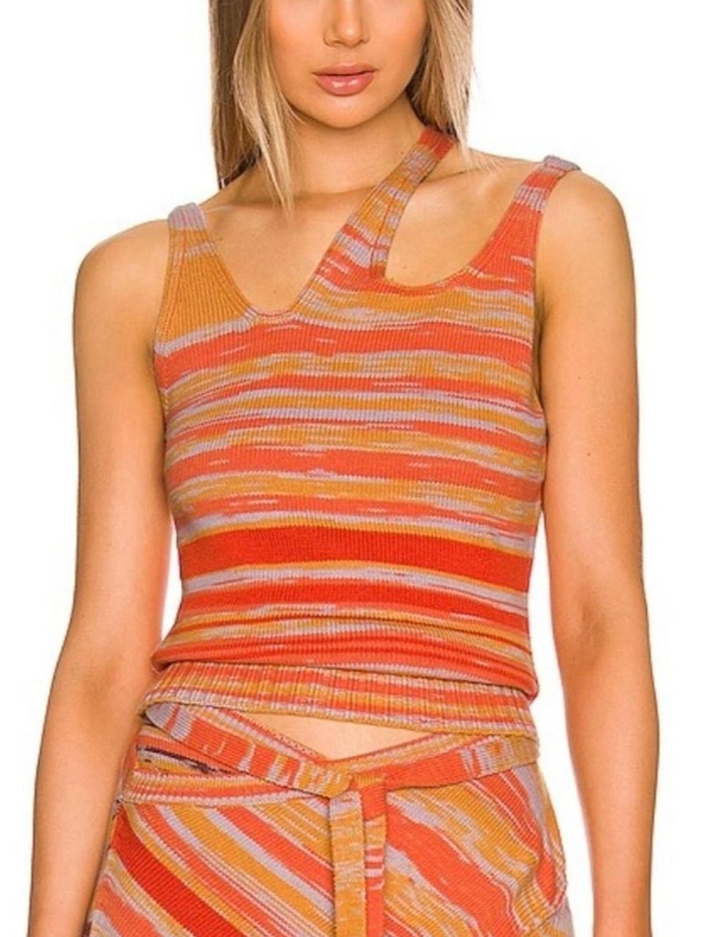 Jonathan Simkhai Avani Space-dye Cutout Knit Asymmetrical Tank Top